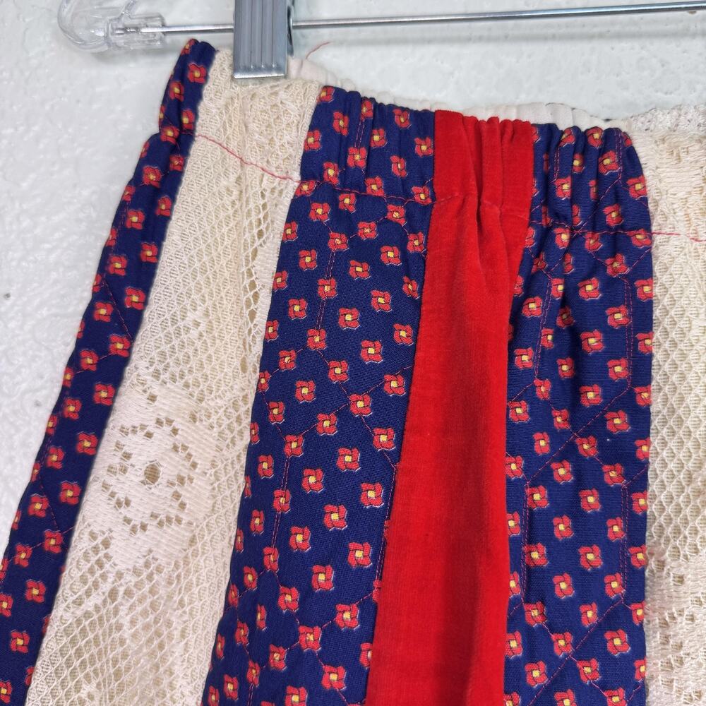 Vintage Chessa Davis Skirt Womens Patchwork Quilted Lace Boho Cottagecore 70s - Picture 6 of 16
